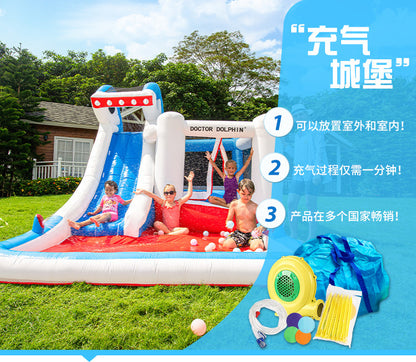 Household children's inflatable castle, children's outdoor water jet castle, water jet slide inflatable slide pool inflatable castle