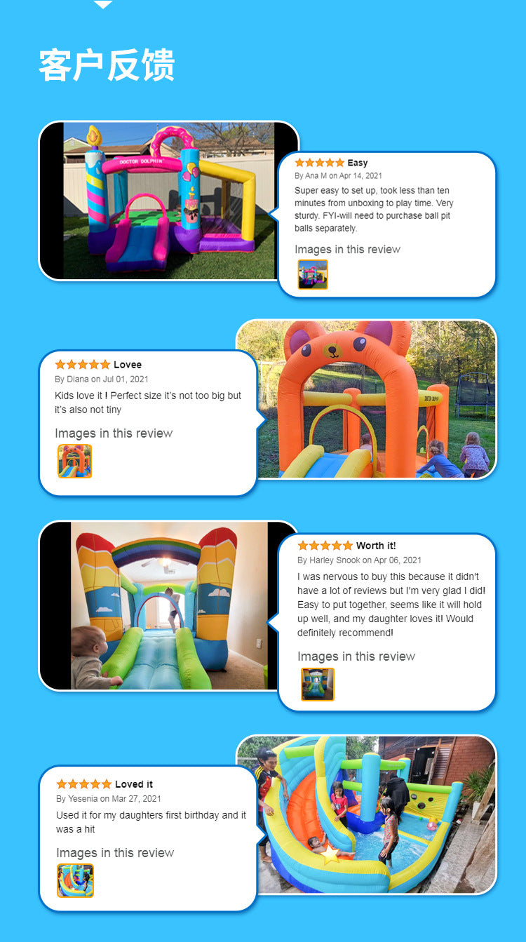 Household children's inflatable castle, children's outdoor water jet castle, water jet slide inflatable slide pool inflatable castle