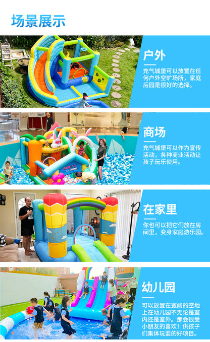 Household children's inflatable castle, children's outdoor water jet castle, water jet slide inflatable slide pool inflatable castle