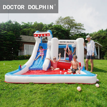 Household children's inflatable castle, children's outdoor water jet castle, water jet slide inflatable slide pool inflatable castle